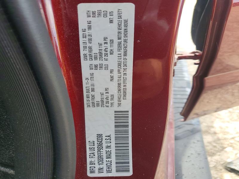 57832096 :رقم المزاد ، 1C6SRFFP9SN643398 vin ، 2025 Ram 1500 مزاد بيع
