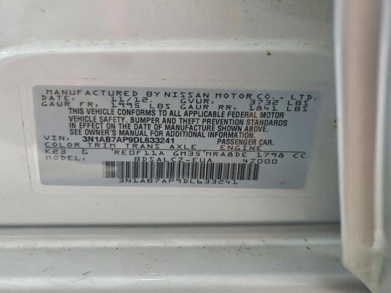 Продажа на аукционе авто 2013 Nissan Sentra, vin: 3N1AB7AP9DL633241, номер лота: 58710386
