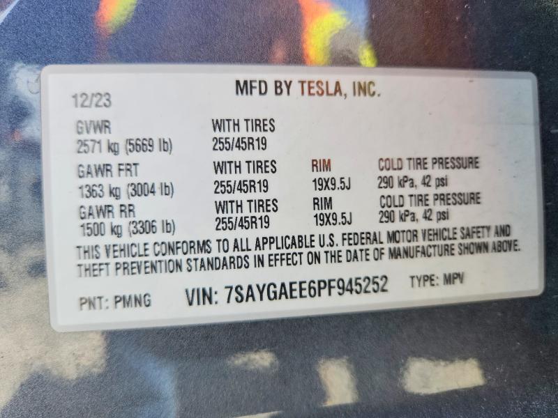 Продаж на аукціоні авто 2023 Tesla Model  Y, vin: 7SAYGAEE6PF945252, номер лоту: 56189326