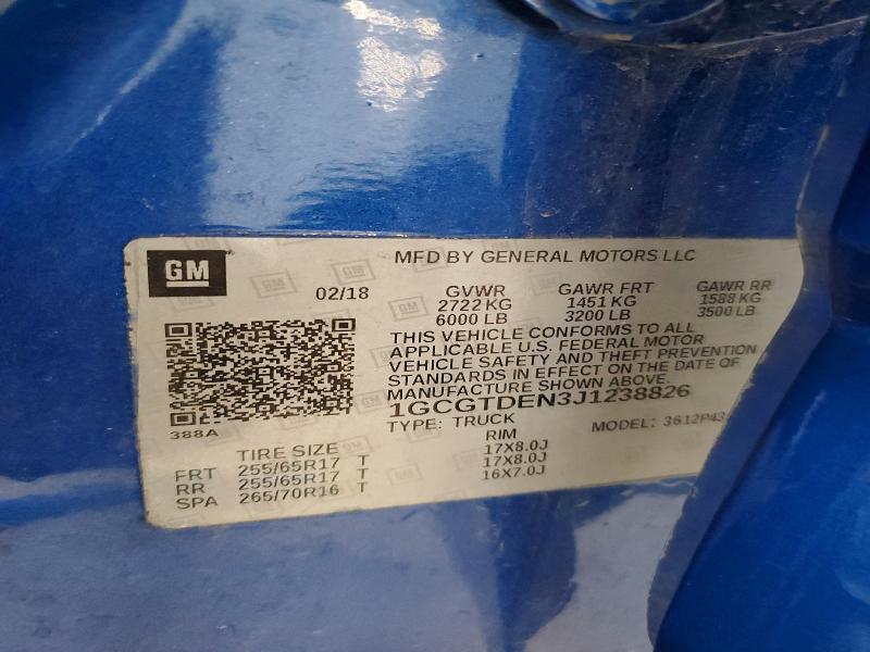 Aukcja sprzedaży 2018 Chevrolet Colorado, vin: 1GCGTDEN3J1238826, numer aukcji: 58967296