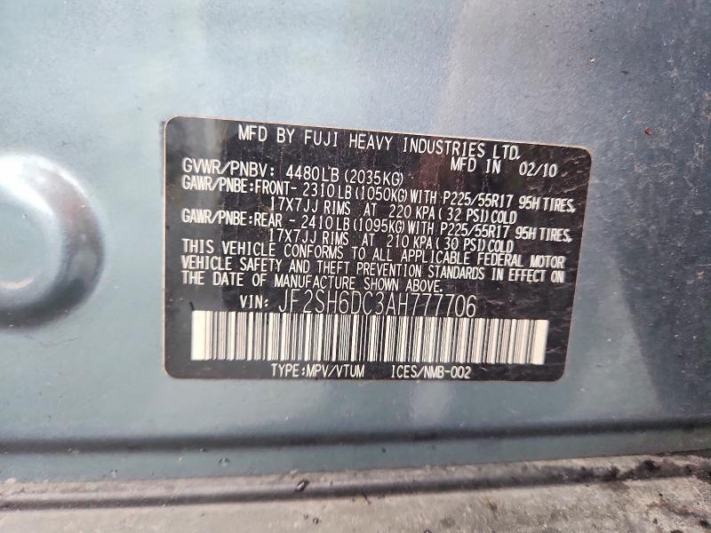 Продажа на аукционе авто 2010 Subaru Forester, vin: JF2SH6DC3AH777706, номер лота: 56314706