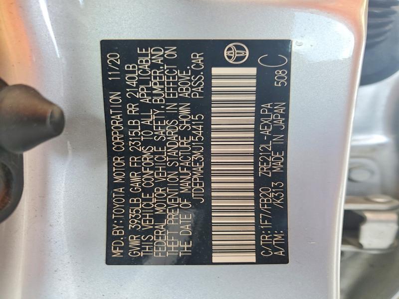 Продаж на аукціоні авто 2021 Toyota Corolla, vin: JTDEPMAE3MJ154415, номер лоту: 58735596