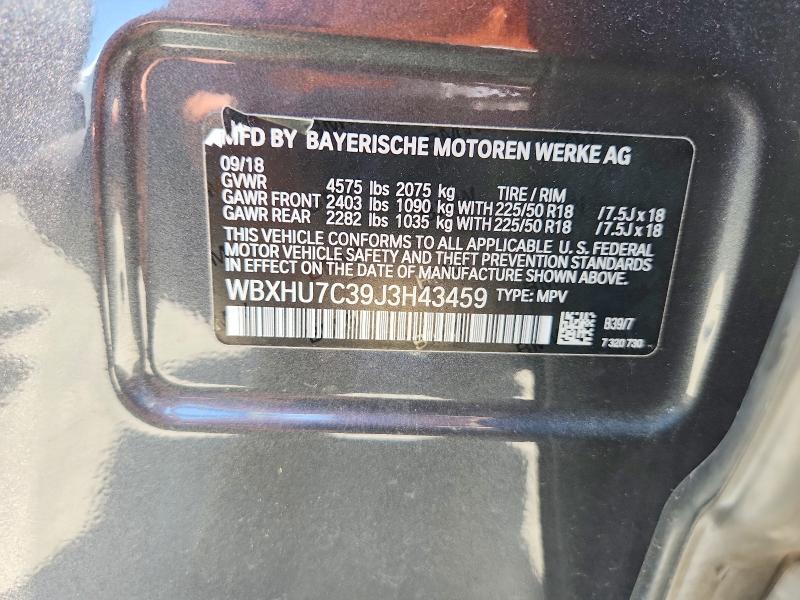 2018 Bmw X1 მანქანა იყიდება აუქციონზე, vin: WBXHU7C39J3H43459, აუქციონის ნომერი: 57529566