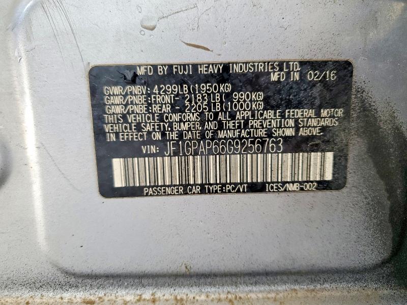 2016 Subaru Impreza მანქანა იყიდება აუქციონზე, vin: JF1GPAP66G9256763, აუქციონის ნომერი: 57650826