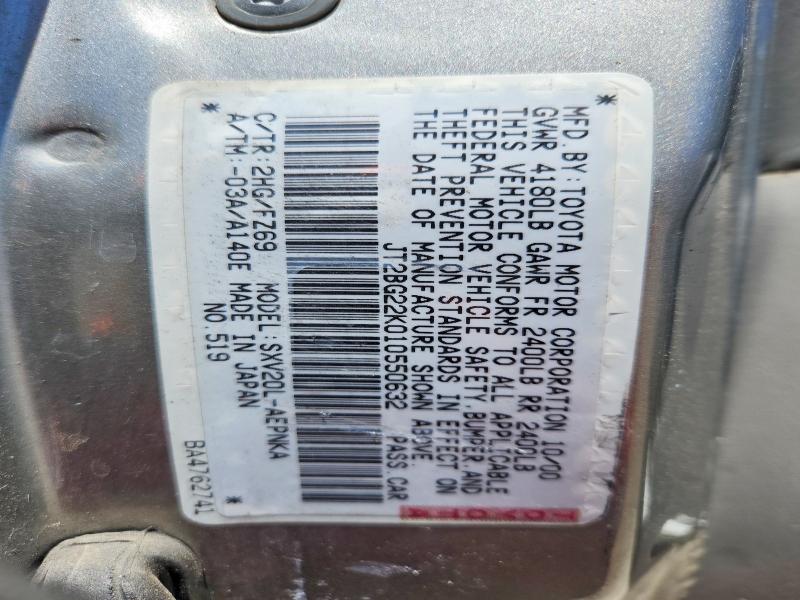 Продаж на аукціоні авто 2001 Toyota Camry, vin: JT2BG22K010550632, номер лоту: 57630456