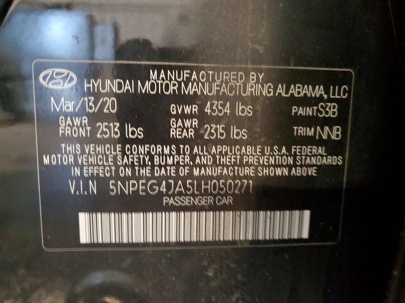 Продажа на аукционе авто 2020 Hyundai Sonata, vin: 5NPEG4JA5LH050271, номер лота: 58902096