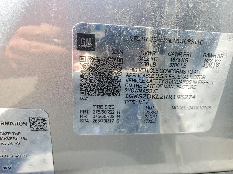 58079286 :رقم المزاد ، 1GKS2JKL6RR136629 vin ، 2024 Gmc Yukon Xl مزاد بيع