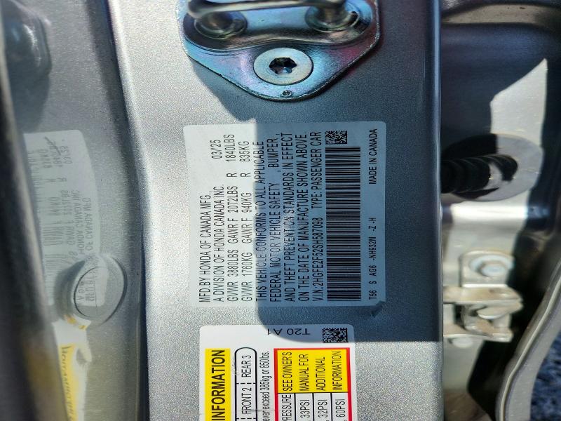 2025 Honda Civic მანქანა იყიდება აუქციონზე, vin: 2HGFE2F52SH587098, აუქციონის ნომერი: 55436946