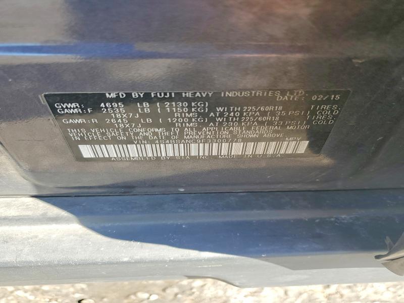 2015 Subaru Outback მანქანა იყიდება აუქციონზე, vin: 4S4BSANC9F3300778, აუქციონის ნომერი: 55743546