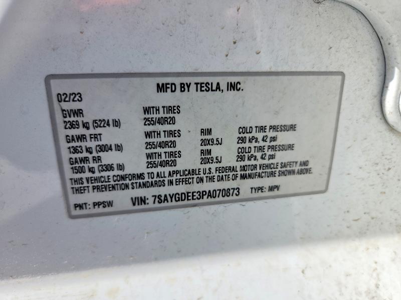 Продажа на аукционе авто 2023 Tesla Model Y, vin: 7SAYGDEE3PA070873, номер лота: 56304566
