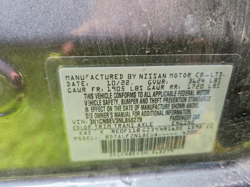 Aukcja sprzedaży 2022 Nissan Versa, vin: 3N1CN8EV3NL868279, numer aukcji: 56156206