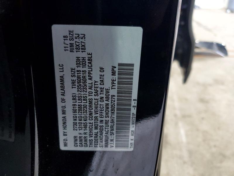 2019 Honda Odyssey მანქანა იყიდება აუქციონზე, vin: 5FNRL6H71KB057279, აუქციონის ნომერი: 57964246