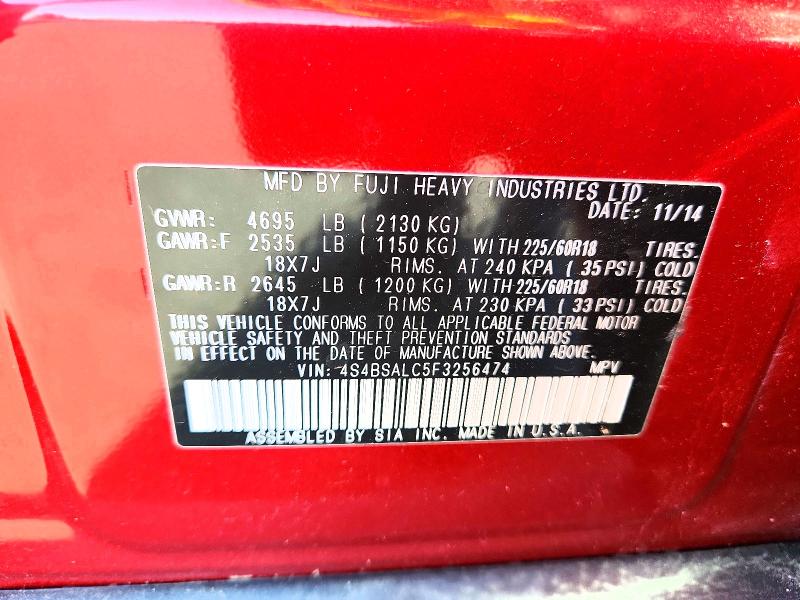 Продаж на аукціоні авто 2015 Subaru Outback, vin: 4S4BSALC5F3256474, номер лоту: 58092756