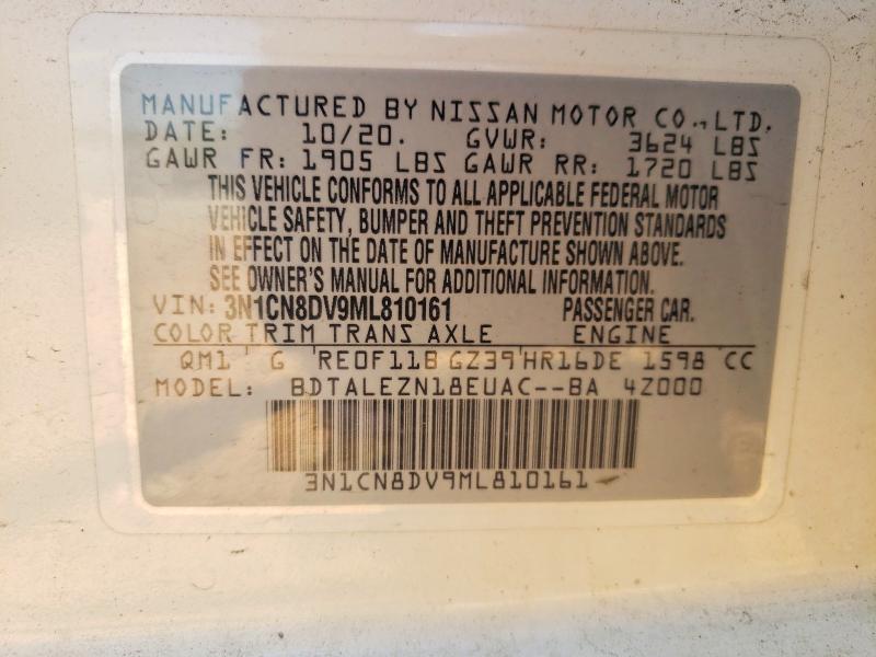 57027216 :رقم المزاد ، 3N1CN8DV9ML810161 vin ، 2021 Nissan Versa مزاد بيع