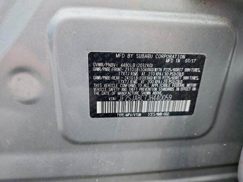 2018 Subaru Forester მანქანა იყიდება აუქციონზე, vin: JF2SJABC7JH440059, აუქციონის ნომერი: 56288546