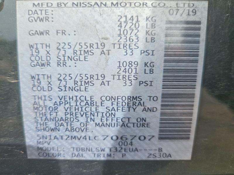 Aukcja sprzedaży 2020 Nissan Rogue, vin: 5N1AT2MV4LC706707, numer aukcji: 54829536