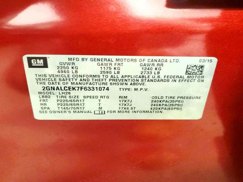 Продажа на аукционе авто 2015 Chevrolet Equinox, vin: 2GNALCEK7F6331074, номер лота: 55368216