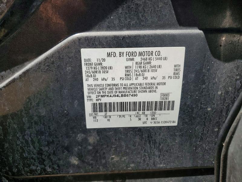 Продаж на аукціоні авто 2020 Ford Edge, vin: 2FMPK4J94LBB67490, номер лоту: 57112306