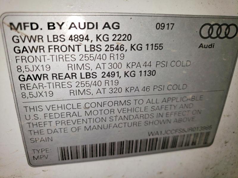 Продажа на аукционе авто 2018 Audi Q3, vin: WA1JCCFS5JR013985, номер лота: 55418116