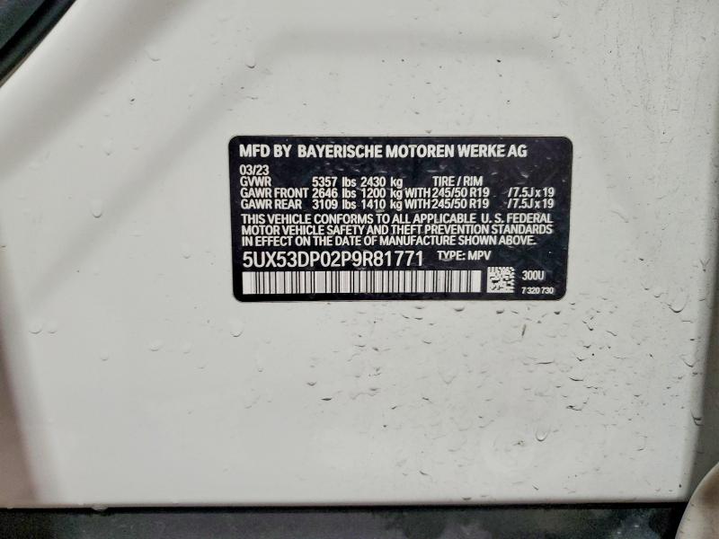 2023 Bmw X3 მანქანა იყიდება აუქციონზე, vin: 5UX53DP02P9R81771, აუქციონის ნომერი: 55271116