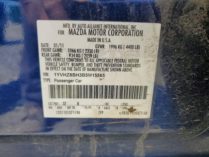Продажа на аукционе авто 2011 Mazda 6, vin: 1YVHZ8BH3B5M15565, номер лота: 55783846