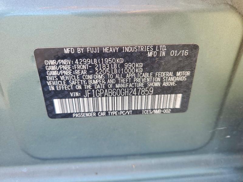 Продаж на аукціоні авто 2016 Subaru Impreza, vin: JF1GPAB60GH247859, номер лоту: 57504456