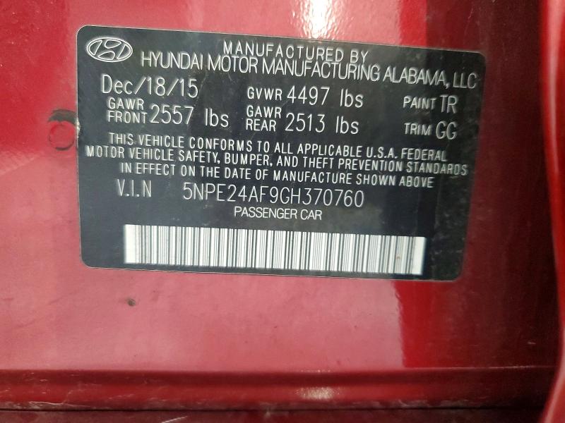 Продажа на аукционе авто 2016 Hyundai Sonata, vin: 5NPE24AF9GH370760, номер лота: 55699936