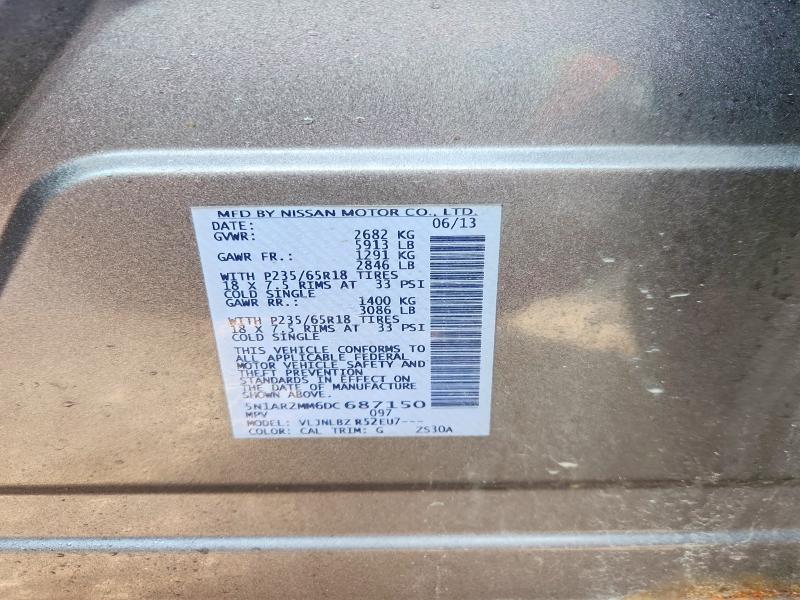 2013 Nissan Pathfinder მანქანა იყიდება აუქციონზე, vin: 5N1AR2MM6DC687150, აუქციონის ნომერი: 54547576