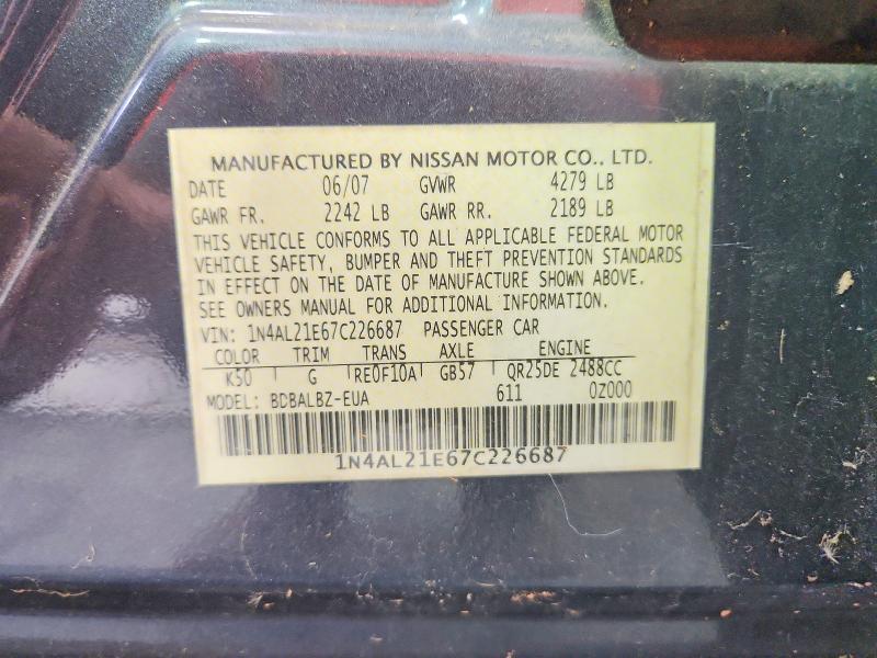 Продаж на аукціоні авто 2007 Nissan Altima, vin: 1N4AL21E67C226687, номер лоту: 54714246