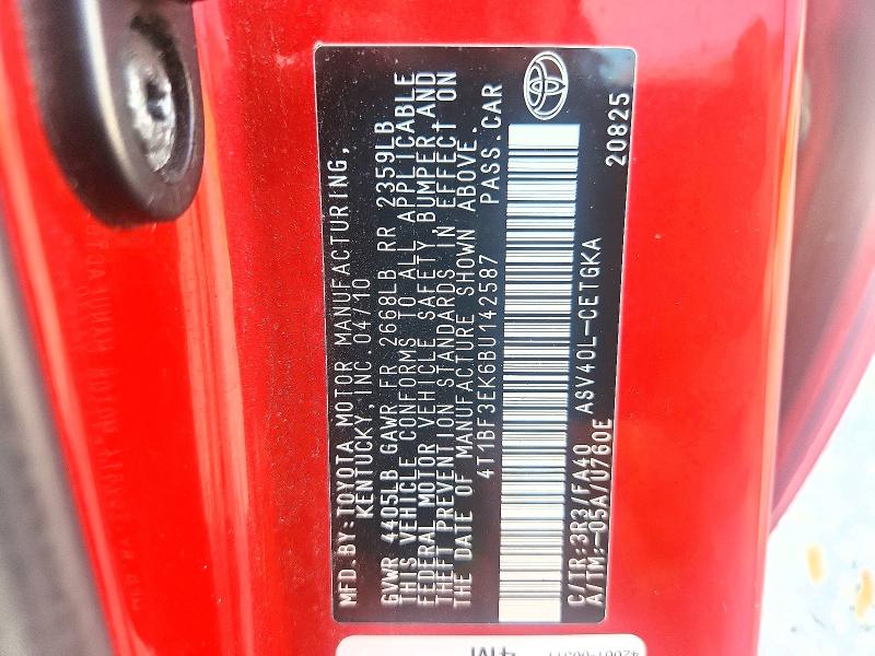 Aukcja sprzedaży 2011 Toyota Camry, vin: 4T1BF3EK6BU142587, numer aukcji: 85791125