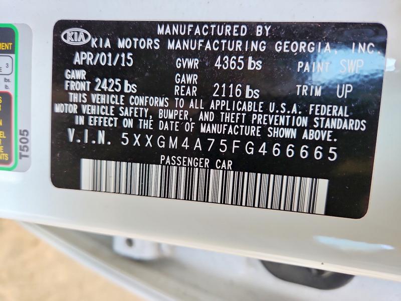 Aukcja sprzedaży 2015 Kia Optima, vin: 5XXGM4A75FG466665, numer aukcji: 58405866