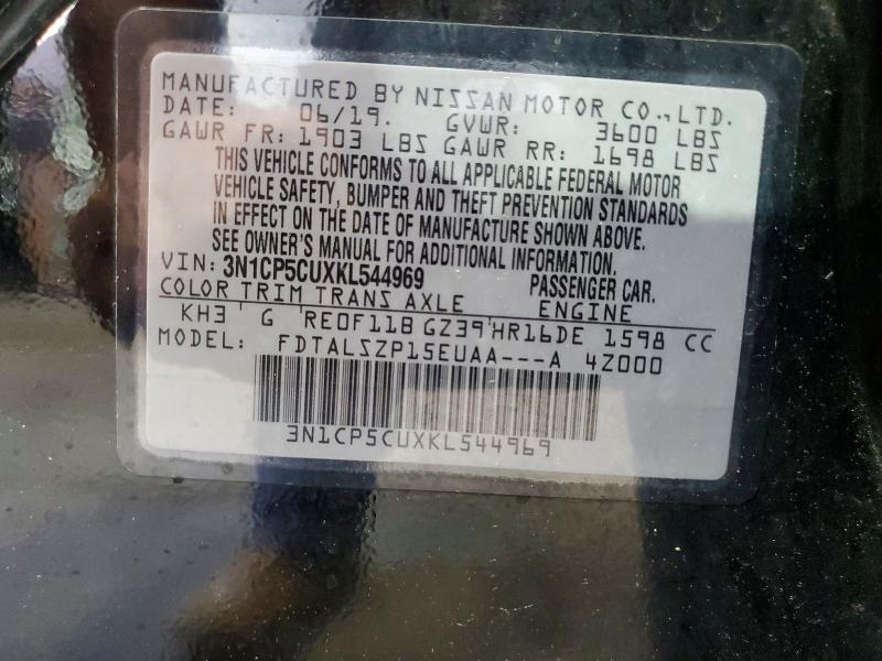 57146836 :رقم المزاد ، 3N1CP5CUXKL544969 vin ، 2019 Nissan Kicks مزاد بيع