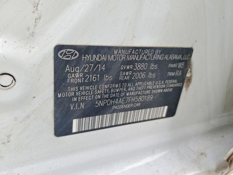 2015 Hyundai Elantra მანქანა იყიდება აუქციონზე, vin: 5NPDH4AE7FH580189, აუქციონის ნომერი: 55758606