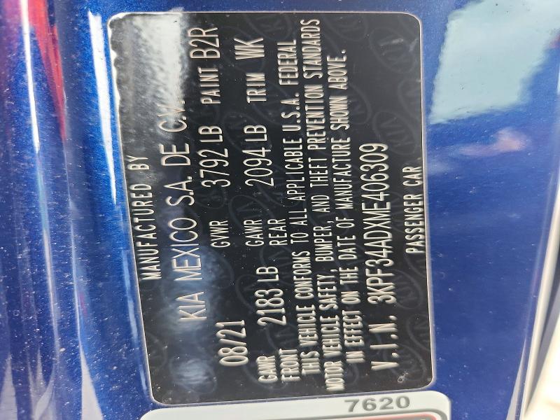 Aukcja sprzedaży 2021 Kia Forte, vin: 3KPF34ADXME406309, numer aukcji: 55560936
