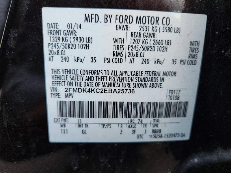 Aukcja sprzedaży 2014 Ford Edge, vin: 2FMDK4KC2EBA25736, numer aukcji: 57083296