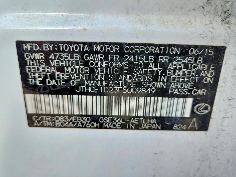 Продажа на аукционе авто 2015 Lexus Is, vin: JTHCE1D23F5009849, номер лота: 56807576