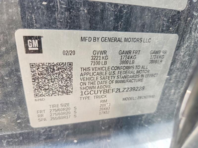 56288786 :رقم المزاد ، 1GCUYBEF2LZ239228 vin ، 2020 Chevrolet Silverado مزاد بيع