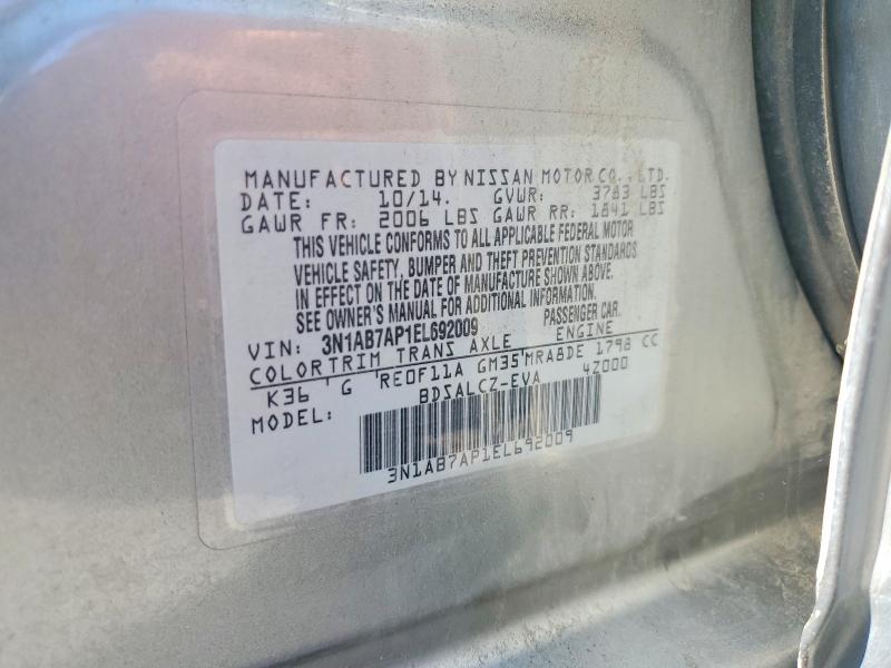 Продаж на аукціоні авто 2014 Nissan Sentra, vin: 3N1AB7AP1EL692009, номер лоту: 57417636