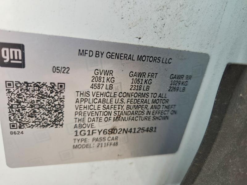57936296 :رقم المزاد ، 1G1FY6S02N4125481 vin ، 2022 Chevrolet Bolt Euv مزاد بيع