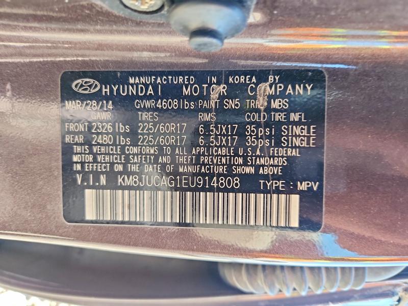 Продажа на аукционе авто 2014 Hyundai Tucson, vin: KM8JUCAG1EU914808, номер лота: 56074216