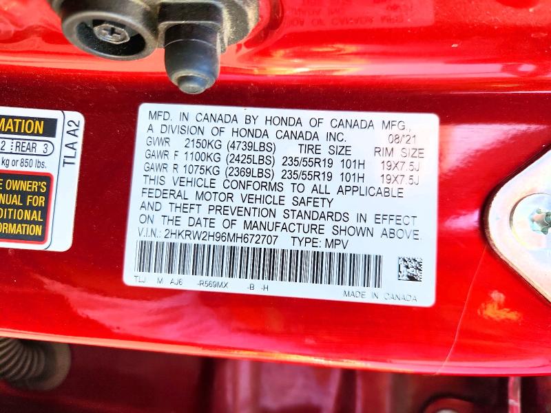 Aukcja sprzedaży 2021 Honda Cr-v, vin: 2HKRW2H96MH672707, numer aukcji: 56125736