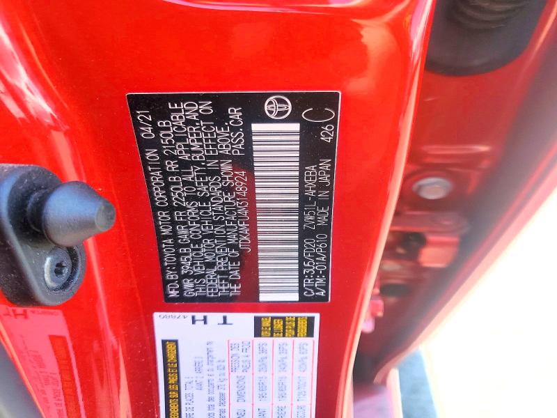 Продаж на аукціоні авто 2021 Toyota Prius, vin: JTDKAMFU4M3148924, номер лоту: 57231926