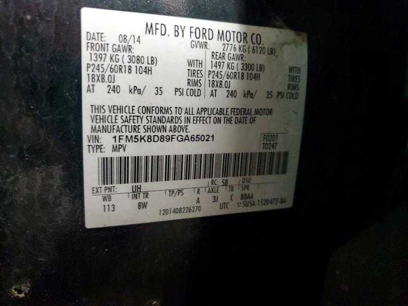 Aukcja sprzedaży 2015 Ford Explorer, vin: 1FM5K8D89FGA65021, numer aukcji: 56241006