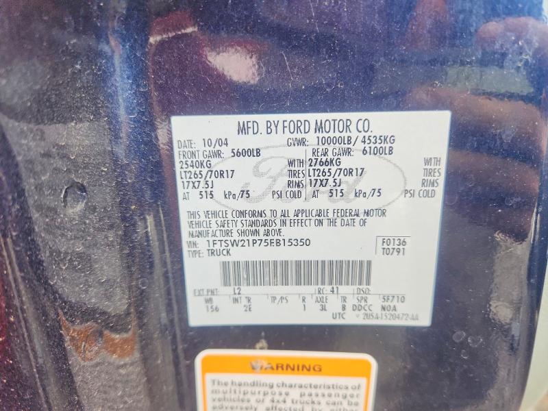 Продаж на аукціоні авто 2005 Ford F250, vin: 1FTSW21P75EB15350, номер лоту: 54905706