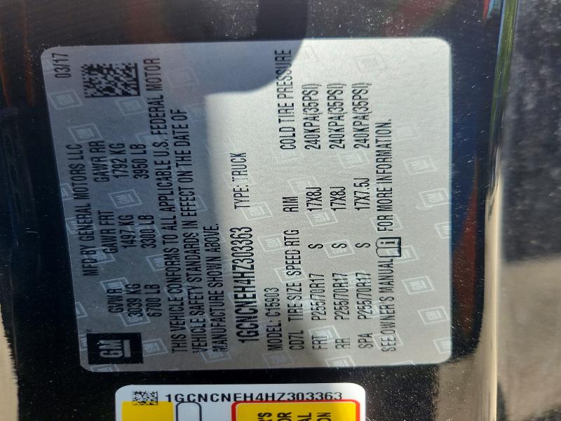 55571496 :رقم المزاد ، 1GCNCNEH4HZ303363 vin ، 2017 Chevrolet Silverado مزاد بيع