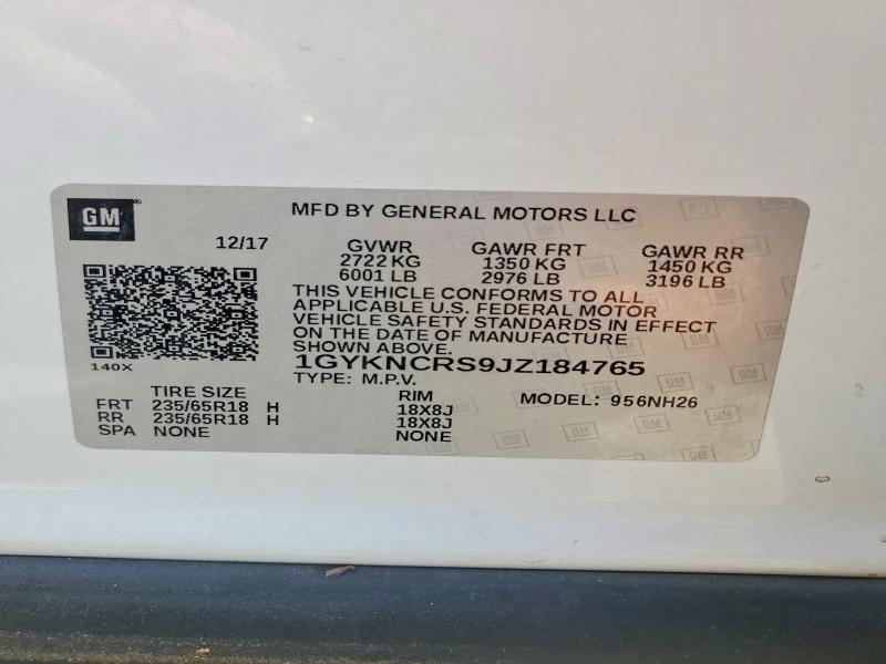 2018 Cadillac Xt5 მანქანა იყიდება აუქციონზე, vin: 1GYKNCRS9JZ184765, აუქციონის ნომერი: 56706986