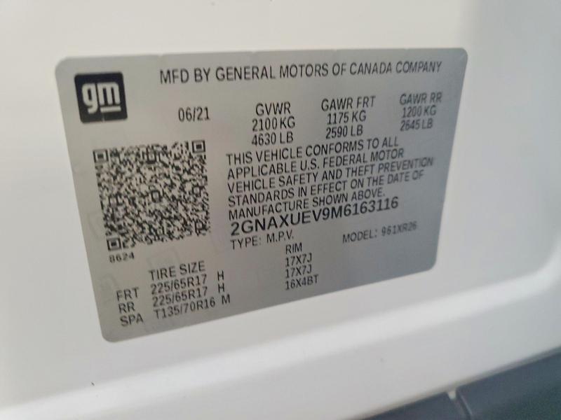 Продажа на аукционе авто 2021 Chevrolet Equinox, vin: 2GNAXUEV9M6163116, номер лота: 55606596