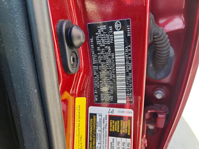 57055056 :رقم المزاد ، 4T1BF1FK7HU741980 vin ، 2017 Toyota Camry مزاد بيع