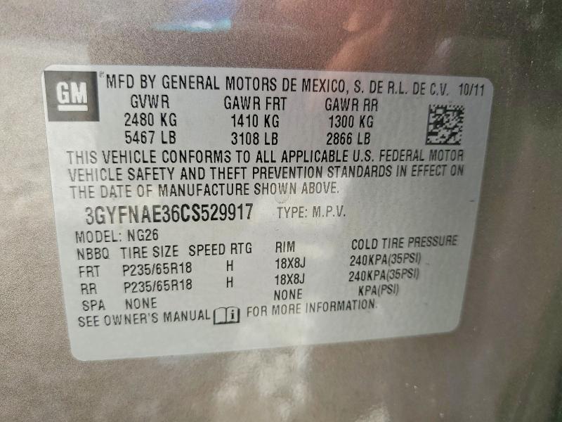 Продаж на аукціоні авто 2012 Cadillac Srx, vin: 3GYFNAE36CS529917, номер лоту: 55688686