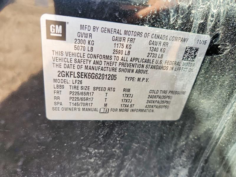 2016 Gmc Terrain მანქანა იყიდება აუქციონზე, vin: 2GKFLSEK6G6201205, აუქციონის ნომერი: 55774576